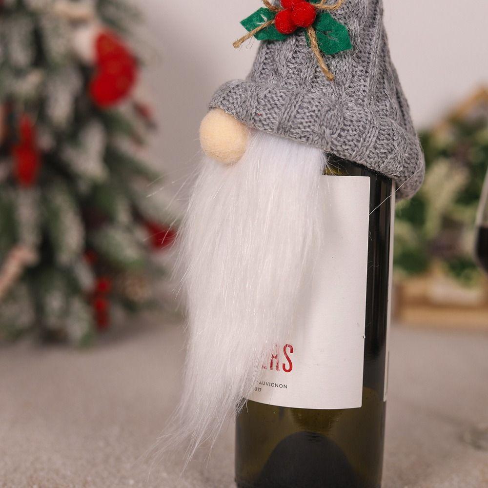 2pcs Cartoon Christmas Gift Wine Bottle Cover Knitted Exquisite Rudolf Faceless Bottle Bag Reusable Champagne Bottle Cover