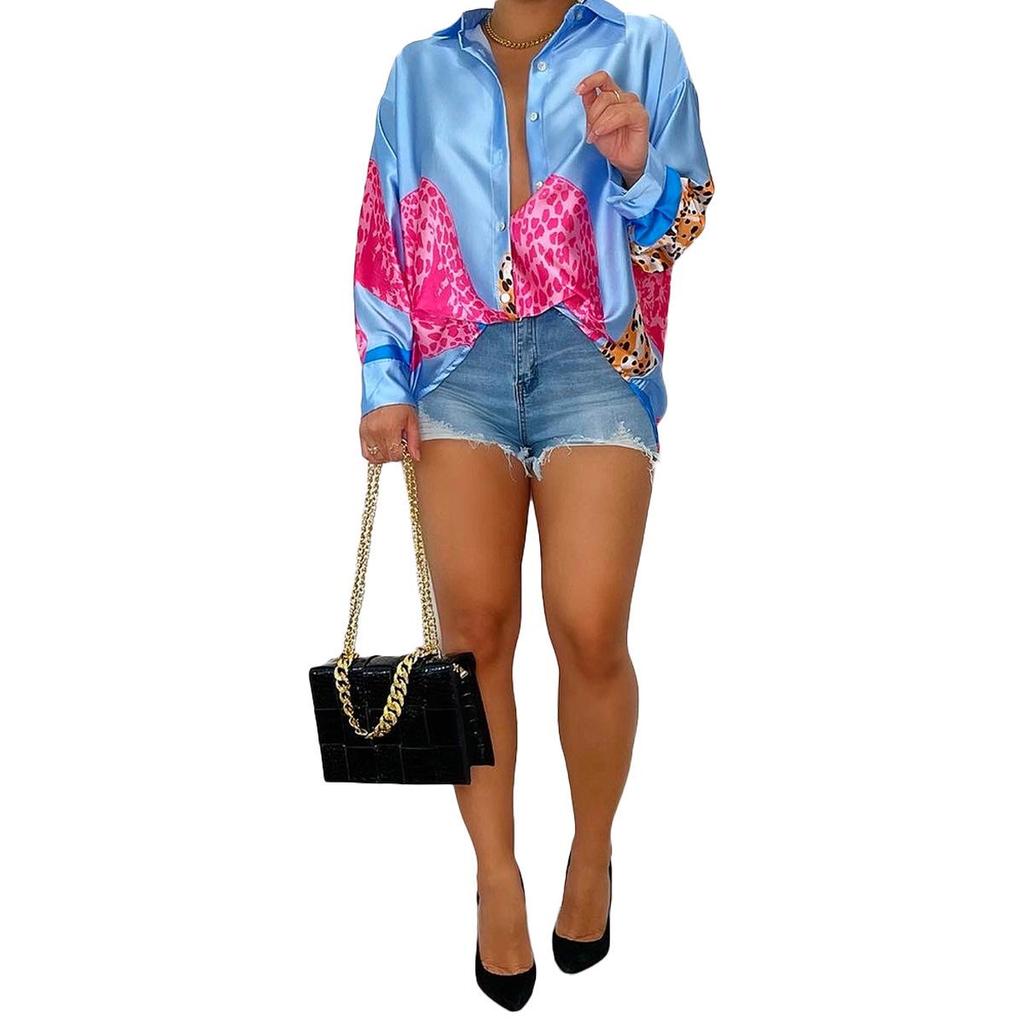 BN248 Leopard Print Button Shirt Dress - European & American Women's Fashion