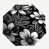 1pc Black and White Floral Pattern Pattern Automatic Umbrella Is Fashionable and Good-Looking, a Portable 3-Fold Umbrella, Suitable for Travel and Dai
