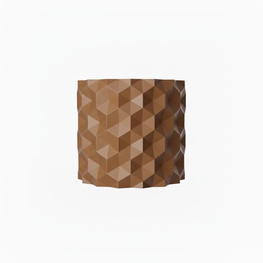 Brown decorative flowerpot with an inverted hexagon pattern