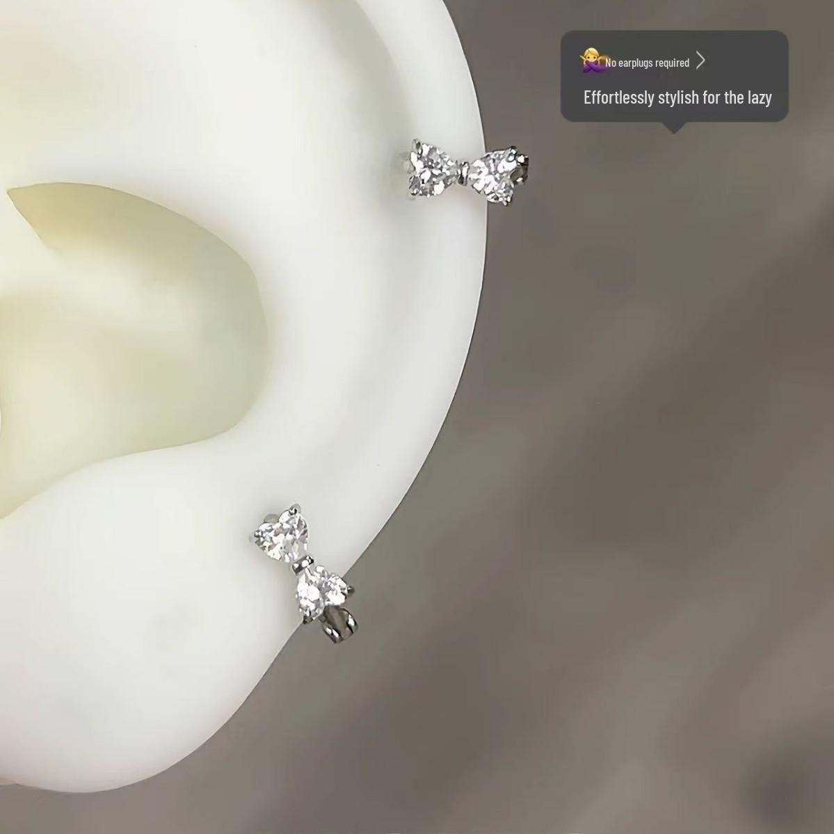 Элегантные мини-серьги-гвоздики в виде банта из циркония - Корейский японский стиль