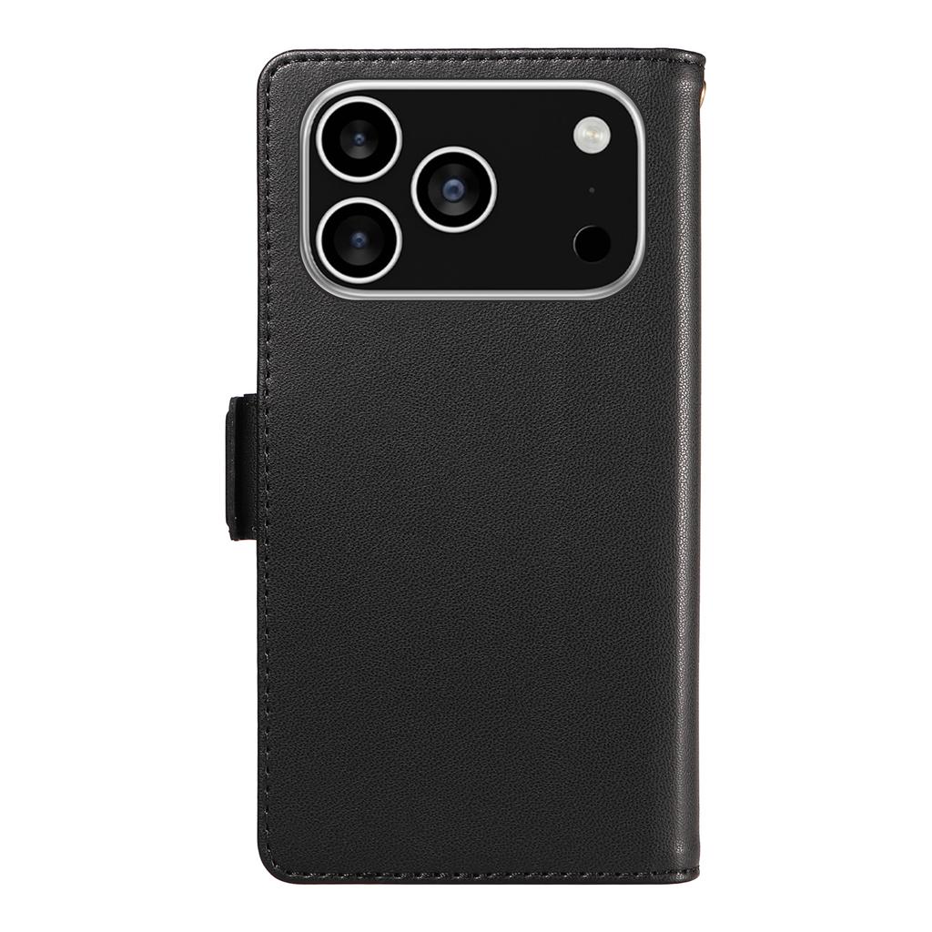 For iPhone 17 Pro Case with Multi-Card Holder and Strap PU Leather Phone Cover Stand