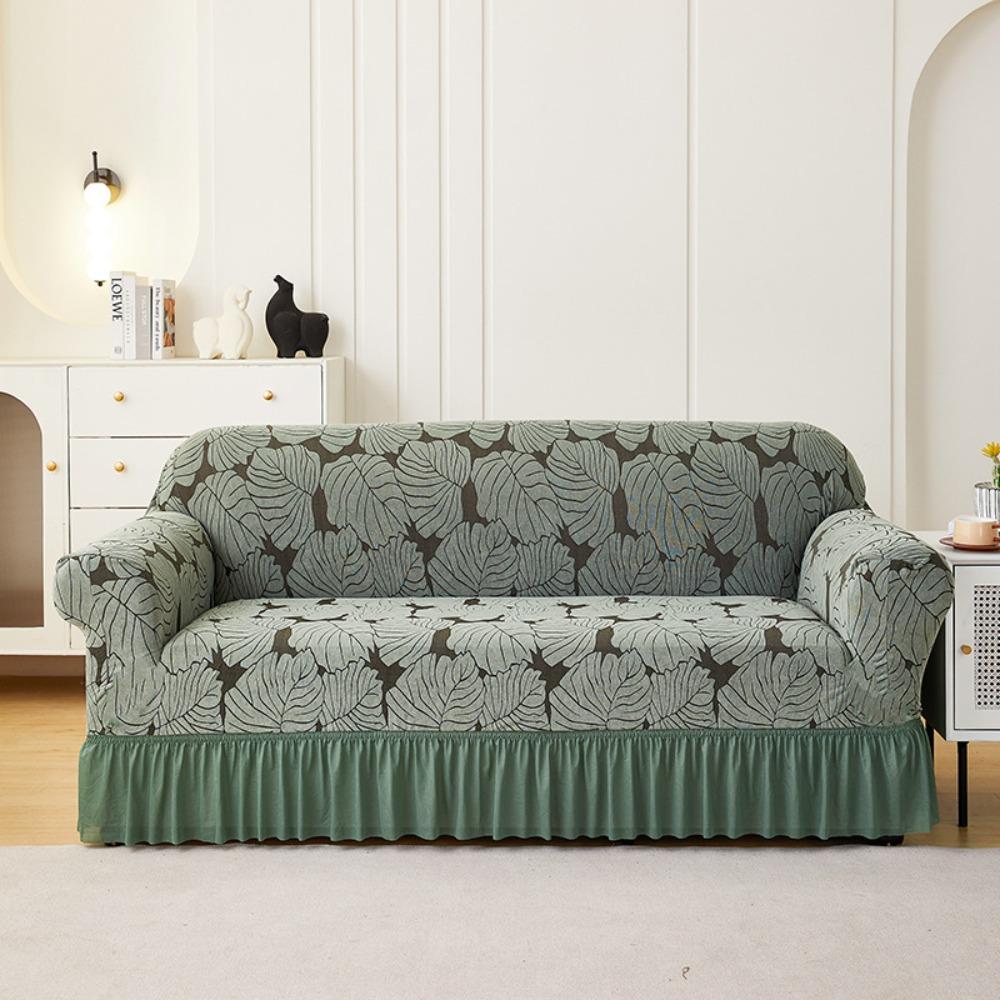 Universal Elastic Sofa Cover Thick Large Leaf Design Slip Proof Full Wrap Tight Fit Armrest Protector
