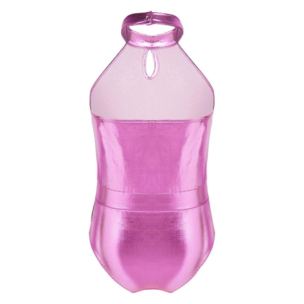 Kid Sleeveless Shiny Sequins Backless Professional Ballet Gymnastics Leotards Girls' Dancewear Child Dance Jumpsuit