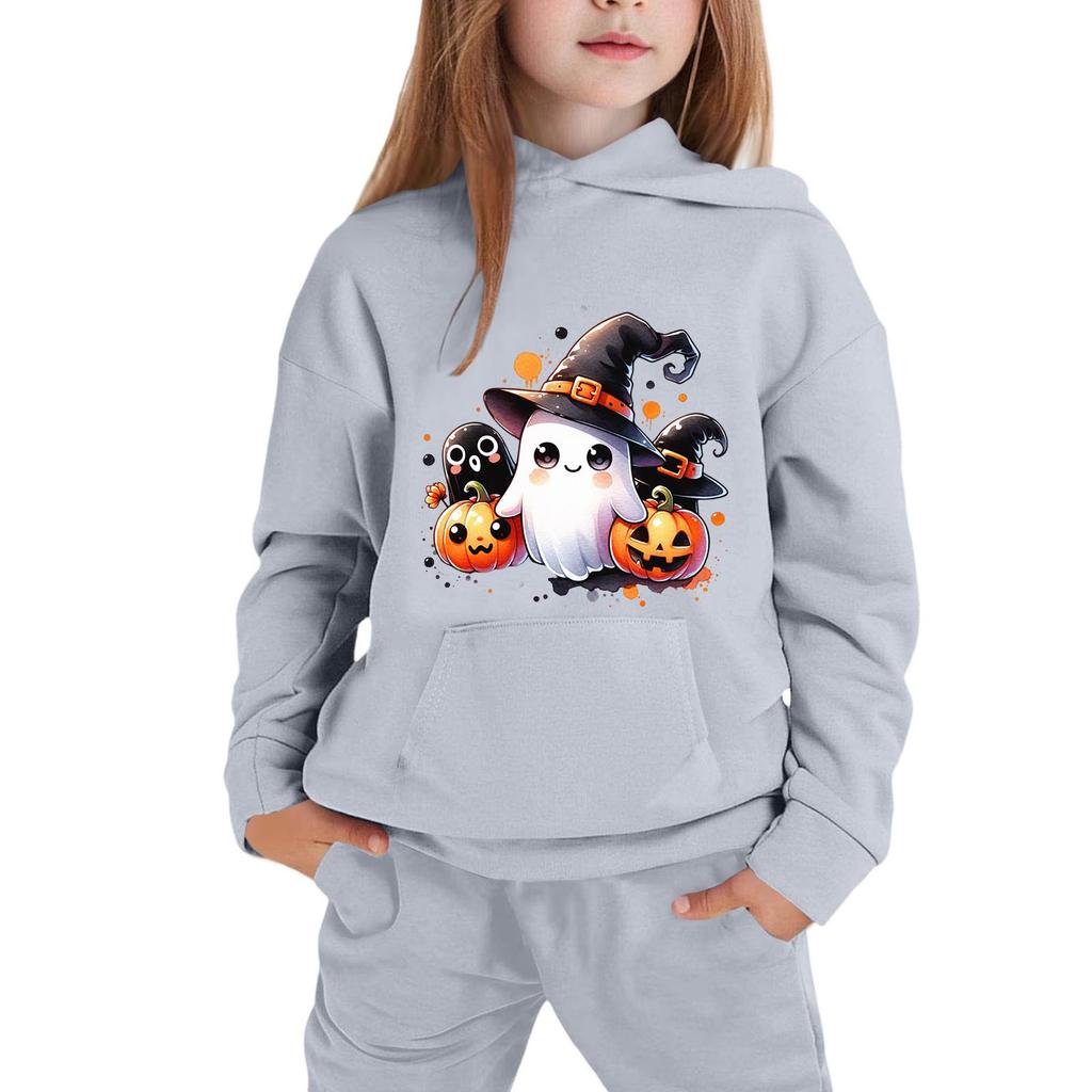 Kids' Hooded Sweatshirt with Halloween Print for Boys and Girls