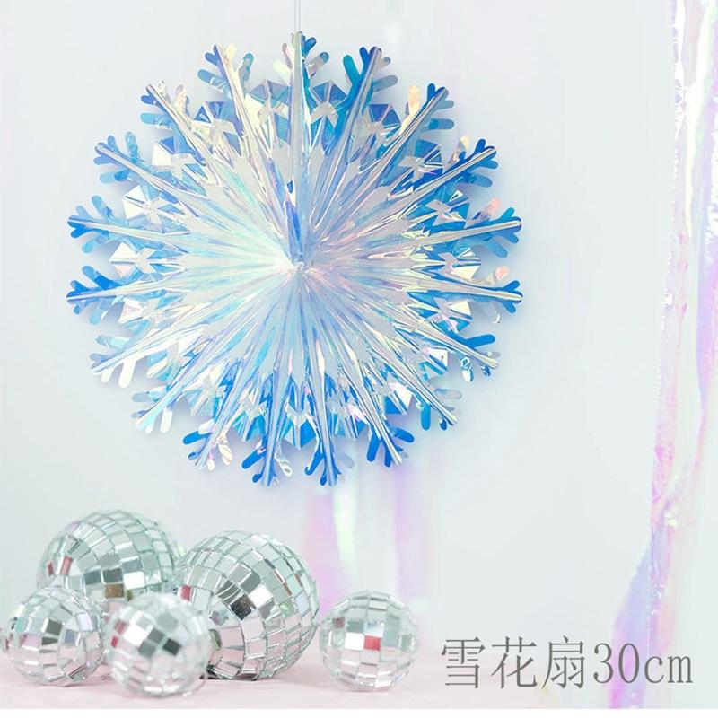 Christmas Hanging Honeycomb Ball Decor Paper Snowflake Garlands Shiny Iridescent Party Decorations Wedding Disco Party Supply
