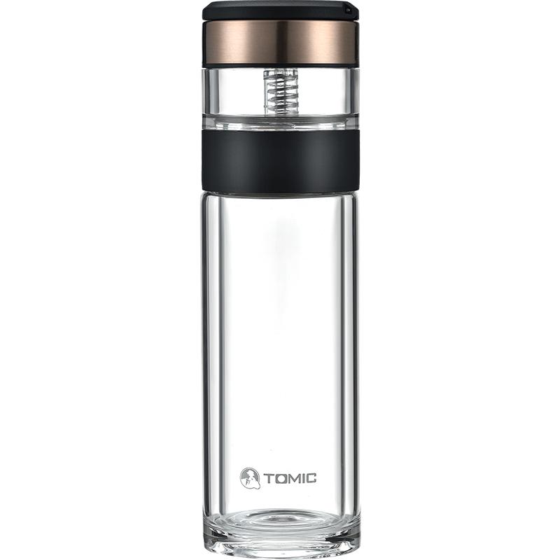 TOMIC Double-Wall Glass Tea Infuser Bottle