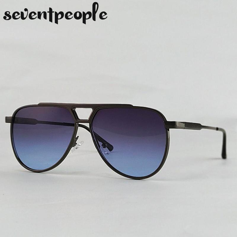 Steampunk Pilot Oval Sunglasses Men Luxury Brand Vintage Punk Metal Outdoor Sun Glasses For Male Trendy Double Beam Shades