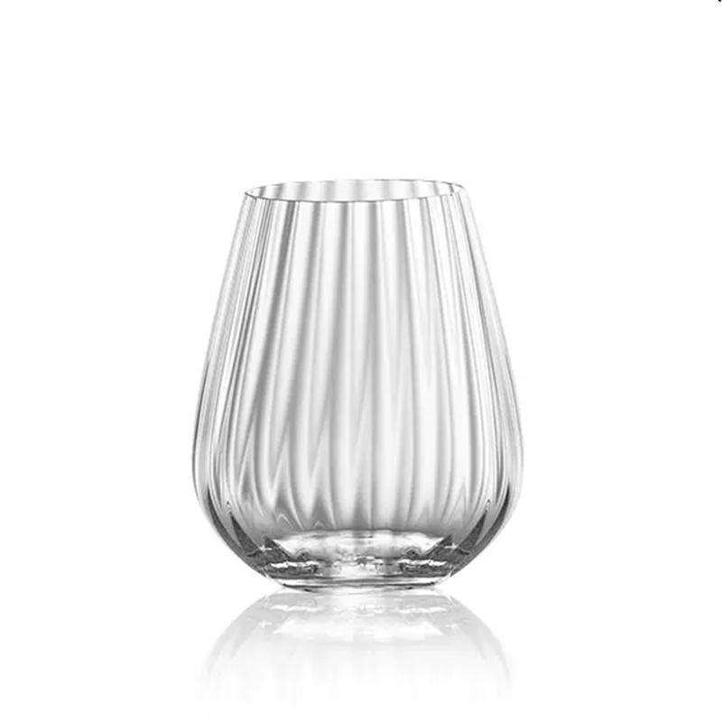 

Nordic Style Prism Stemless Wine Glass Light Luxury Stripe Cold Drink Cup Big Belly Cocktail Mixing Wine Glass Fruit Tea Tumbler 430ml