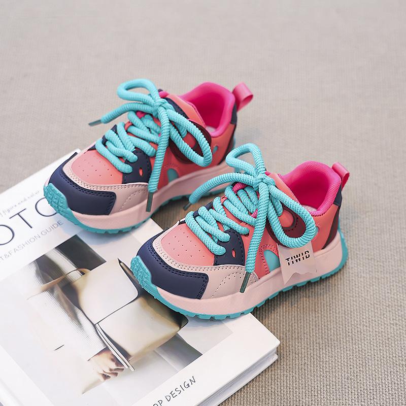 

Girls dad shoes black and white inner height increase platform 2025 spring casual fashion versatile little white sports shoes trendy shoes 26