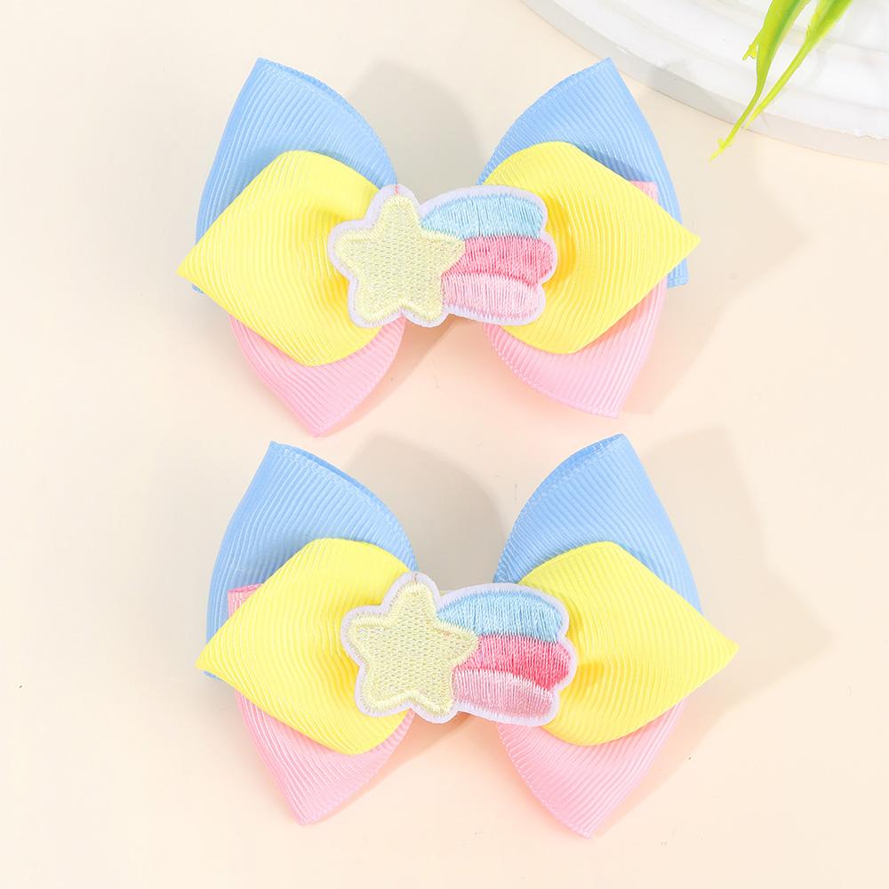 

2 шт. Радужный бант заколка для волос Милые Красочные заколки Барреты Для Девочки Детей Снова в школу Головной убор Аксессуары