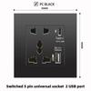 British 13A Socket with USB-C Fast Charging, Hong Kong & Macau Version, Black 3-Hole Square Pin 86 Panel