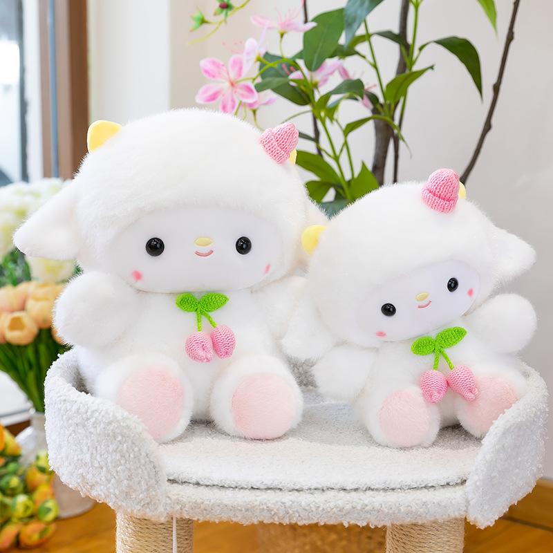Cute sheep doll plush toy table with doll lamb doll children accompany birthday gift