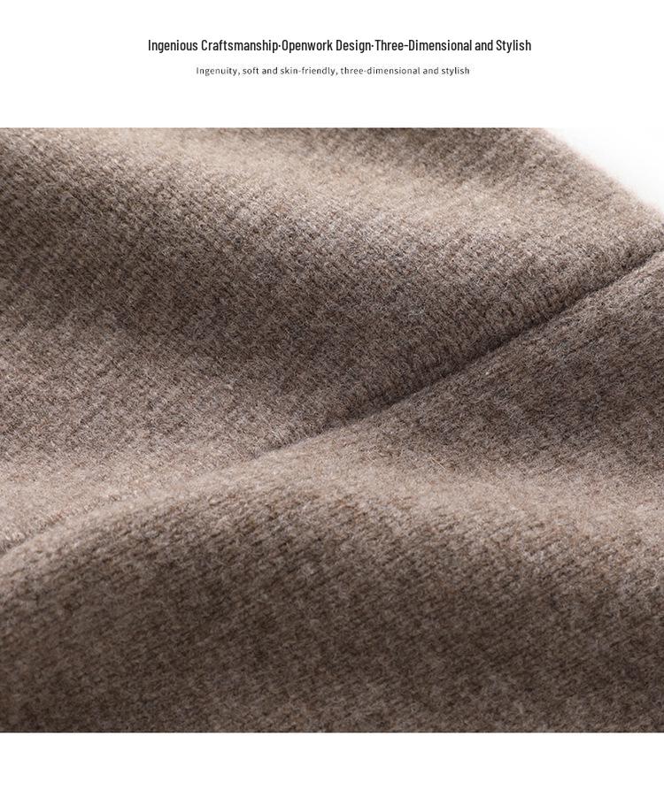Women's 100% Pure Wool V-Neck Cardigan Coat, Loose Fit, Thickened Knit Sweater Style Top Outerwear.