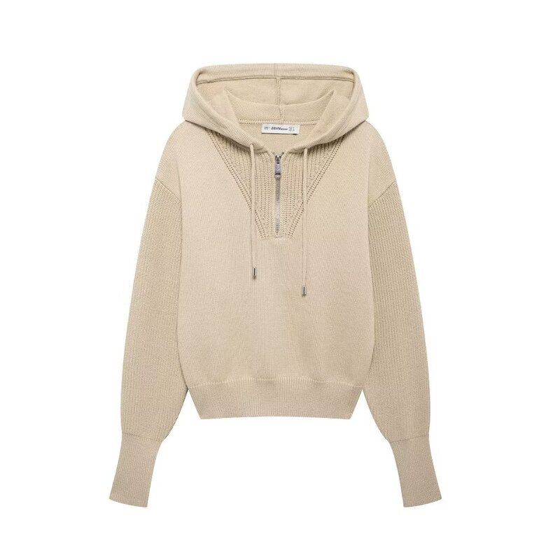 Fashion Style 2024 Fall and Winter New Women's Clothing Multi-Color Selection All-Matching Hooded Long Sleeves Knitting Tops 5536134