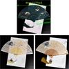 Vintage Bamboo Folding Fan Crane Pattern Traditional Double Side Fan with Tassel Classical Carved Hollowed-Out Fan