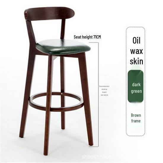 Nordic Solid Wood Modern Bar Stool with Backrest