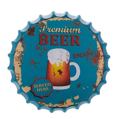 Decorative Metal Bottle Caps Wall Sign Plates - 14X14 Inches – Premium-Beer-Enjoy | Metal Wall Hanging Bottle Cap for Home, Farmhouse