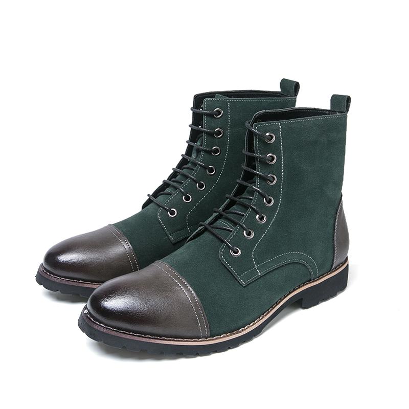 Men Motorcycle Casual Black Outdoor Retro Green Hiking Shoes High Boots Street Style Cool Boots Large Size