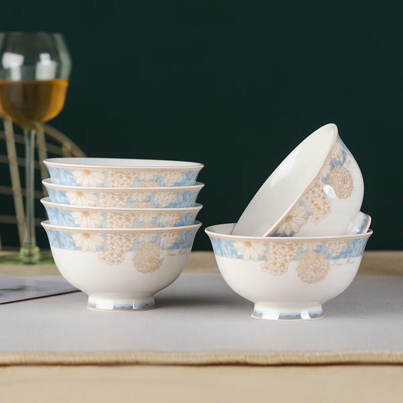 Hao Ya Jingdezhen Ceramic Time Walk 4.5-inch Rice Bowls, 6-pack