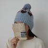 Women's Cute Fur Pom Pom Embossed Heart Beanie