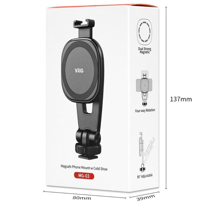 Metal Phone Tripod Mount 360 Smartphone Adapter with 1/4" Cold Shoe Mount Adjustable Cellphone Clamp Stand