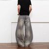 Vintage Washed Distressed Straight Leg Jeans Men - Relaxed Fit Faded Ink Effect Hip Hop Style