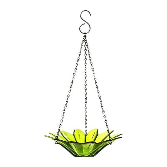 

Hanging Metal Bird Feeder with Detachable Flower Bowl Weather-proof Outdoor Garden Patio Yard Bird Bath Watering Feeding Bowl зелёный