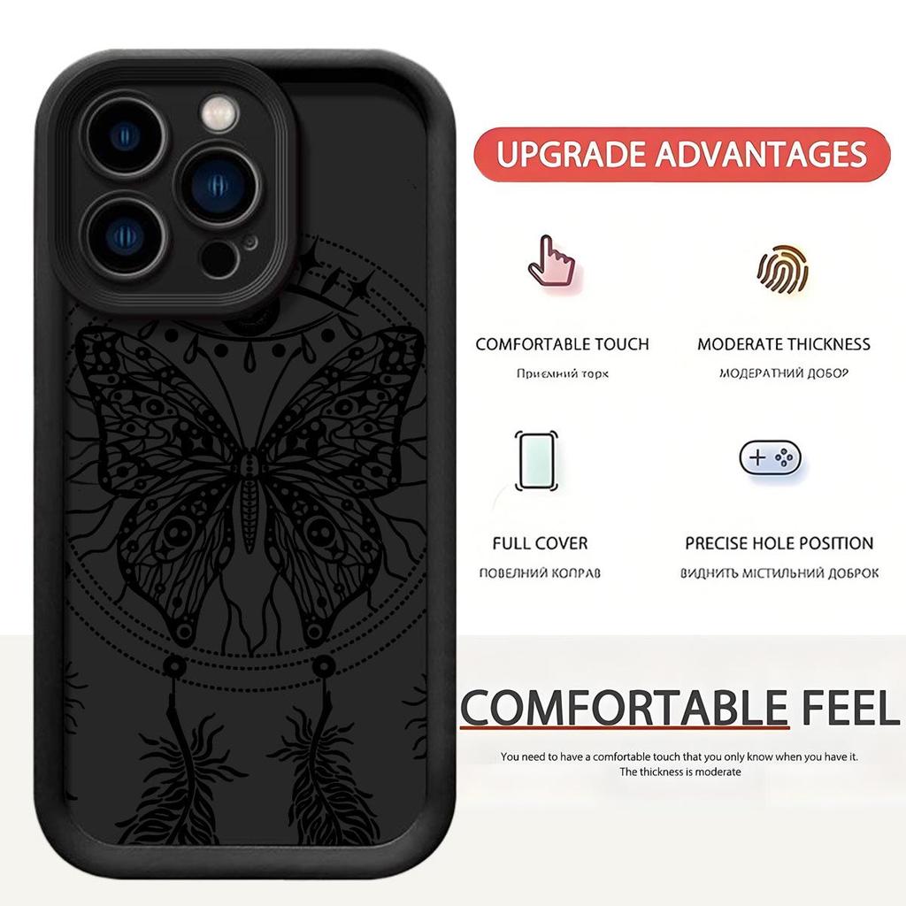 Black Butterfly Sky Eye Groove Case for iPhone 15/16/17