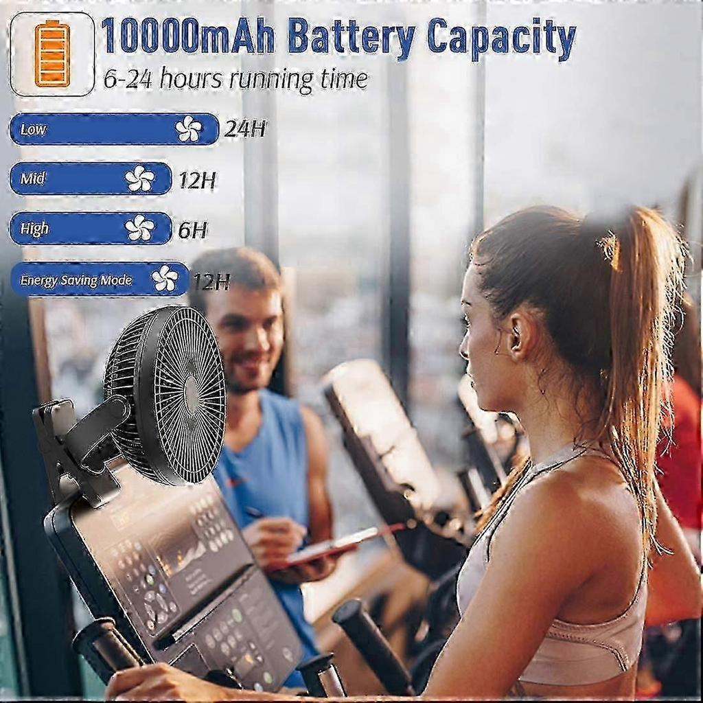 KOONIE 10000mAh Rechargeable Portable Fan, 8-Inch Battery Operated Clip On Fan, USB Fan, 4 Speeds, Strong Airflow, Sturdy Clamp Fo SZRH A-S