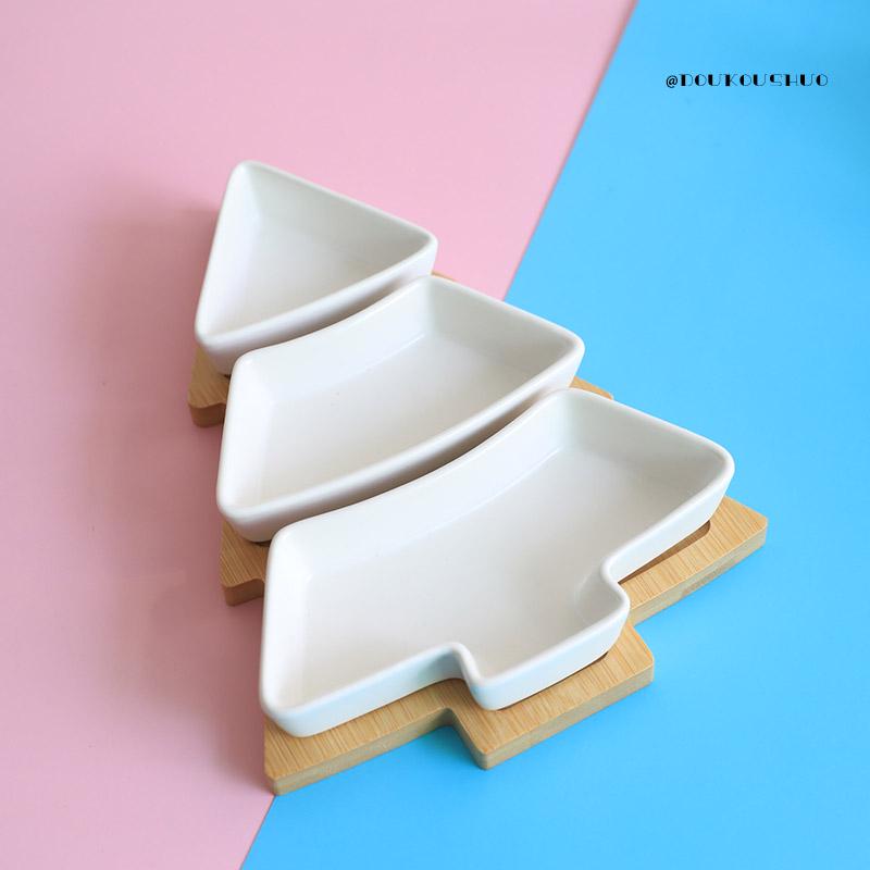 Christmas Plate & Bamboo Tray Photography Props for Kids' Meals