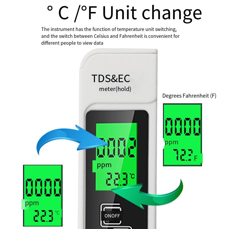 1PC Water Quality Test Pen Household Drinking Water EC Meter Three-in-one Temperature Conductivity TDS Test Pen