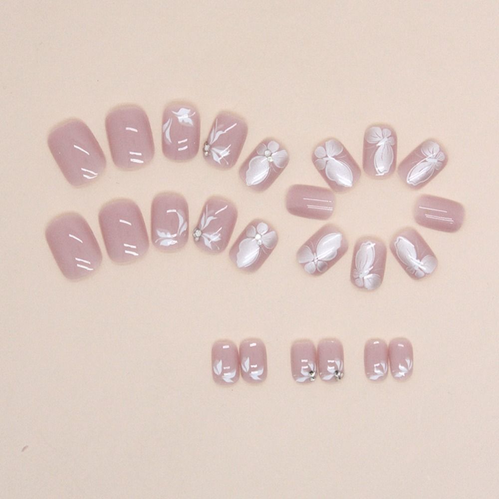 White Butterfly Fake Nails French Nail Tips New False Nails  for DIY