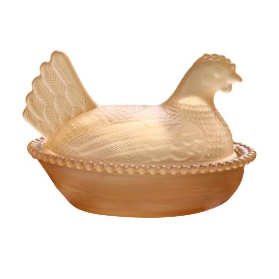 Yousheng Chicken Shaped Candy Dish Hen On Nest Glass Candy Bowl with Lid Farmhouse Egg Tray Dessert Plate Snack Bowl for Party Treats Home Tabletop