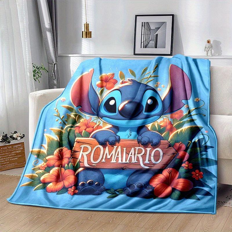 1pc Stitch Printing Blanket - Soft, All-Season Throw for Living Room, Bedroom,Personalized Gift with Adorable Cartoon Design