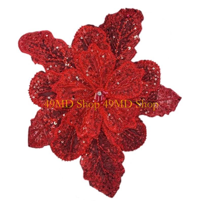 49MD Eye-Catching Flower Applique Sequined Sewing On Patches for Wedding Dress