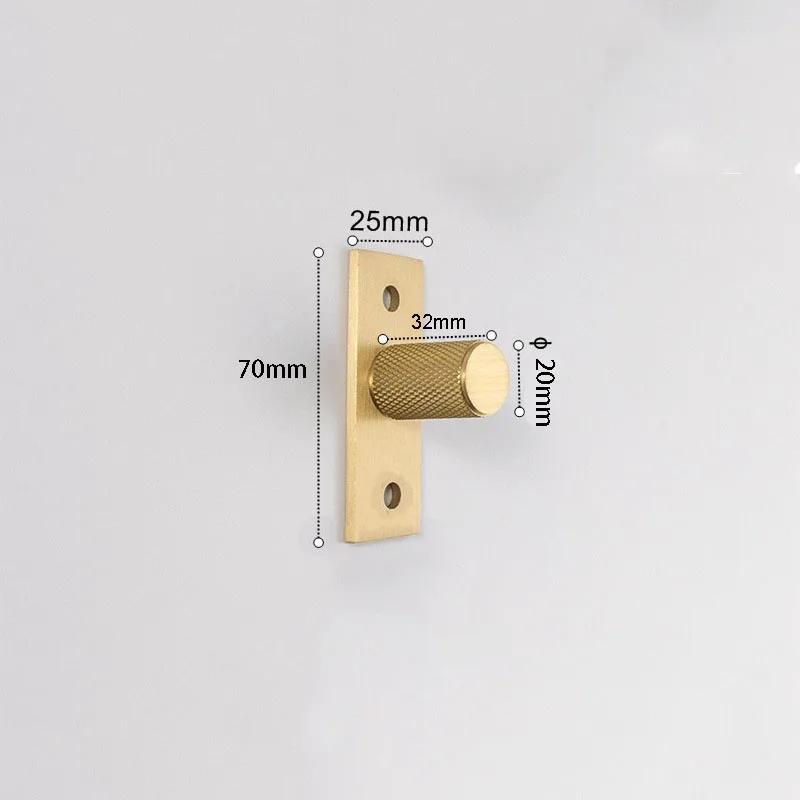 Brass Knurled Cabinet Handles Wardrobe Bar Pull with Baseplate Textured Furniture Door Handle with Baseboard Drawer Knobs