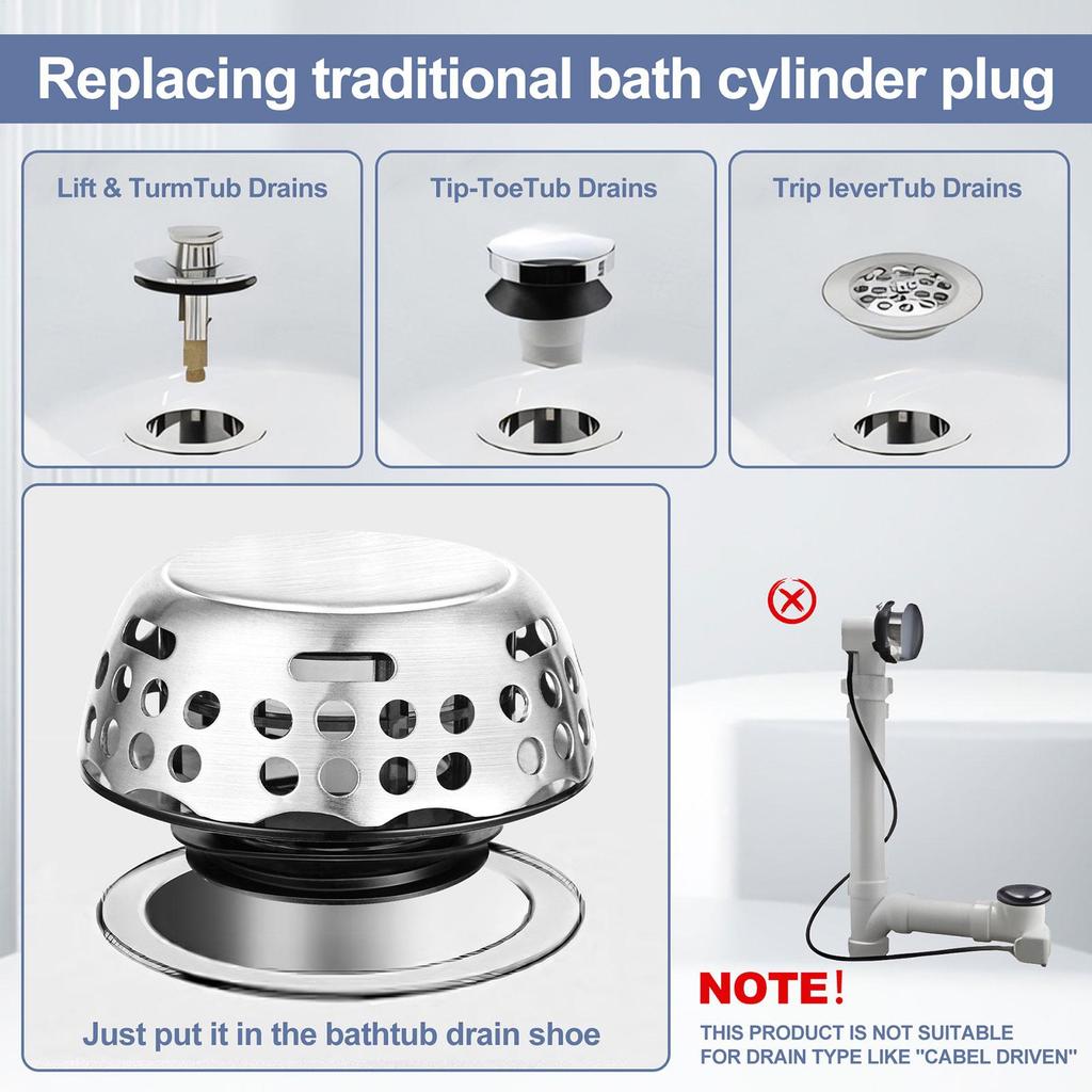 Badewannenstöpsel für Duschabfluss Verstopfungsschutz Haarfänger Pop-up-Filter zum Ersetzen Zehenspitzen-Hebedrücker Drehen Heben Zuhause