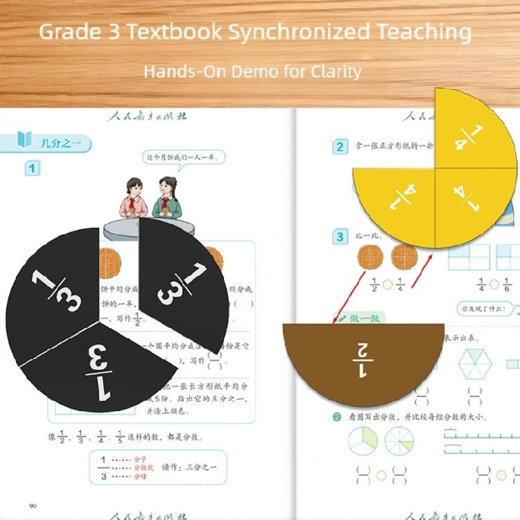 Practical Magnetic Fraction Tiles Pieces Set for Group Math Learning and Fraction Illustration in School Environments