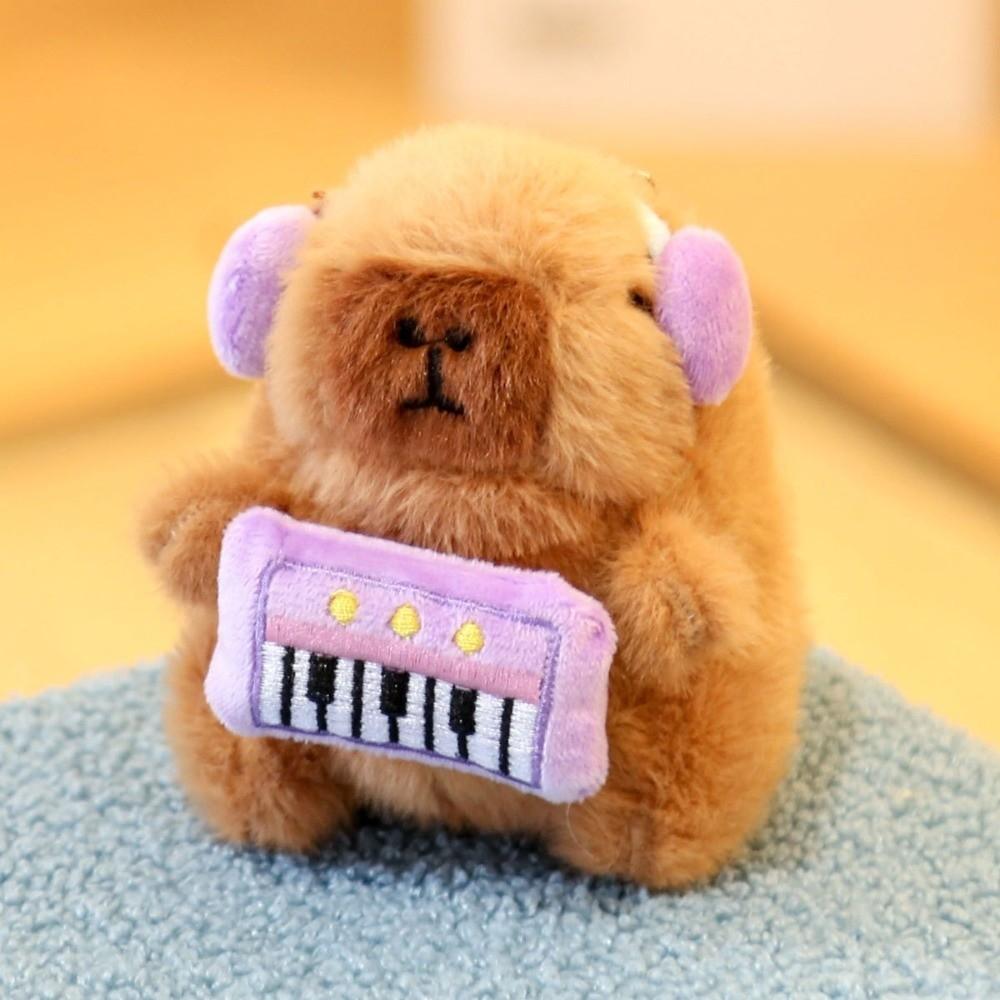 with Instruments Plush Doll Toy Capybara Anime Fluffy Toy Soft Stuffed Keychain Children's Gift