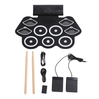 Electronic Roll Up Drum Set 9 Pads Dual Speakers USB MIDI 12 Demo Songs Bluetooth Roll Up Drum Pad