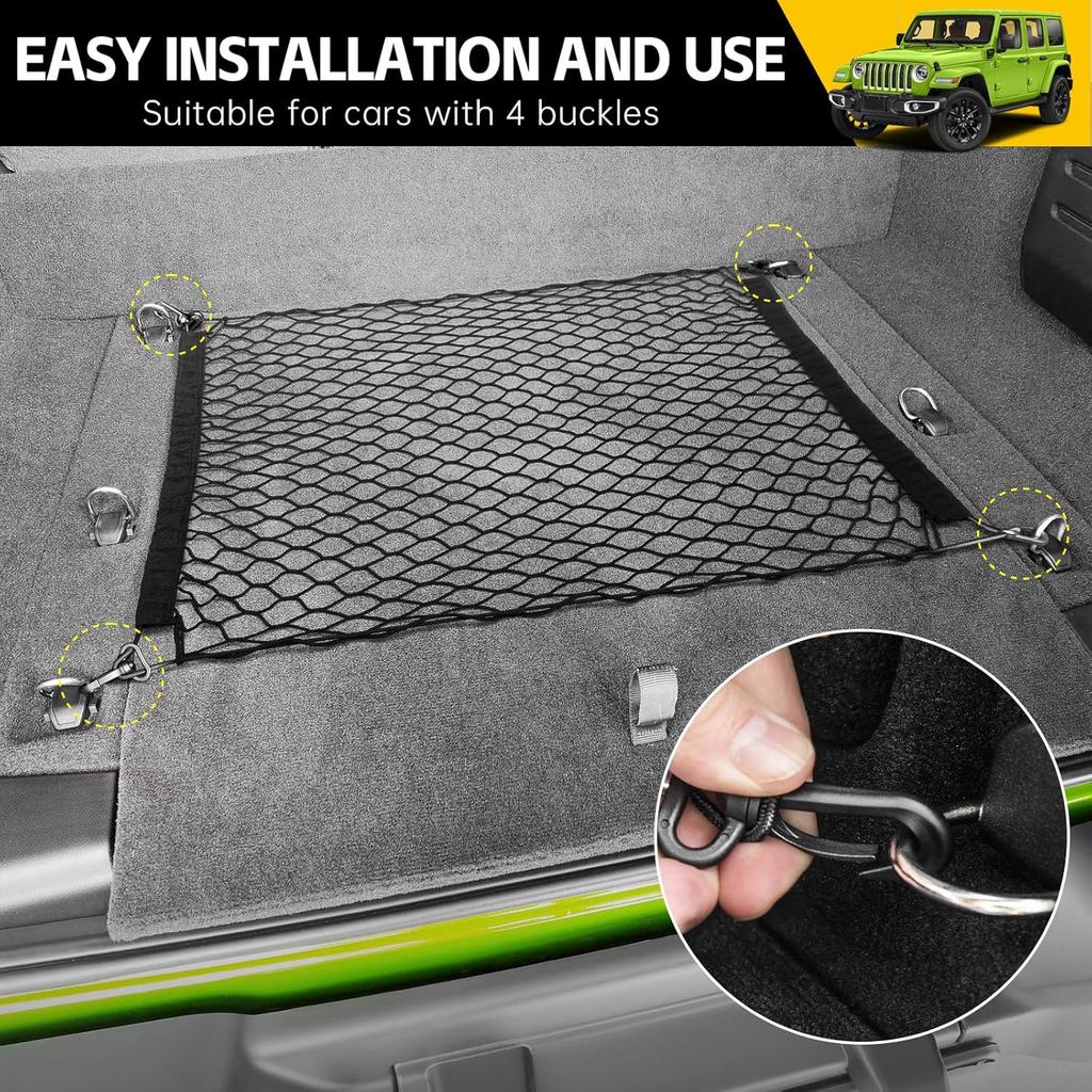 Trunk Cargo Net For -2025 Jeep Wrangler JL 4XE 4 Door Trunk Organizer Net Anti-Slip Rear Mesh Cargo Netting For 19-25 Wrangler JL JLU 4XE SUV