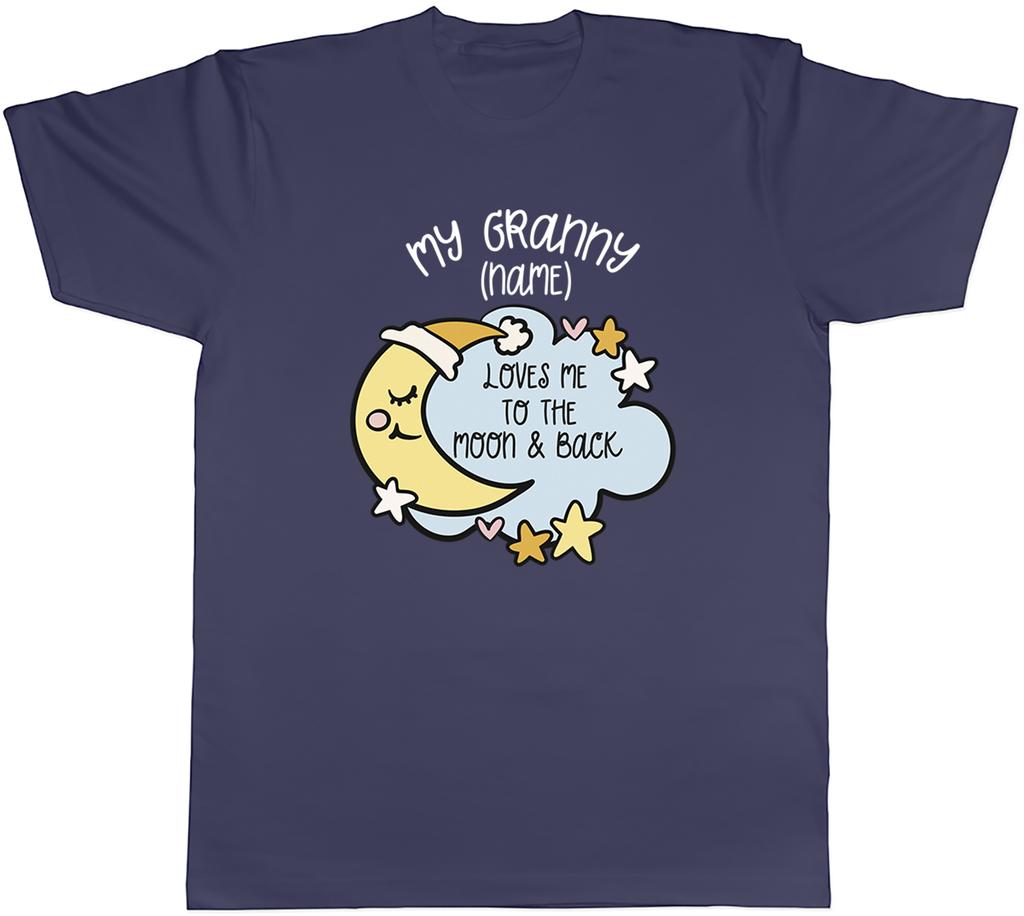 Personalised My Granny Loves me to the Moon Blue Unisexs TShirt Tee Gift Top