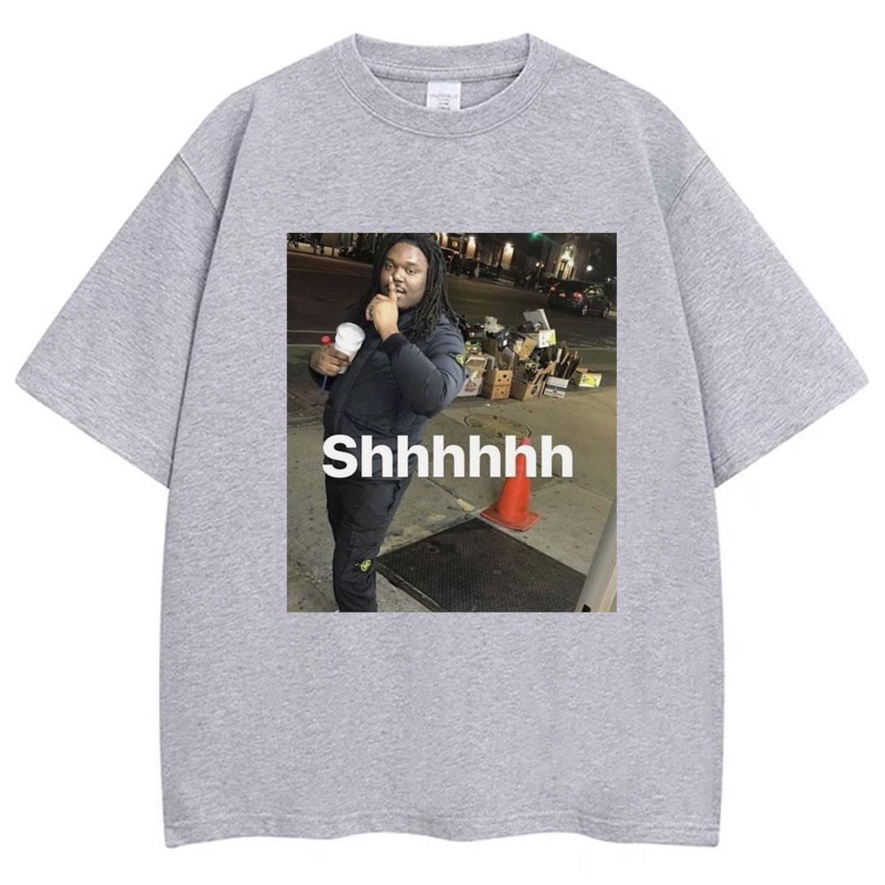 Lucki Shhhhh Funny Meme Print T-shirts Men's Women's Oversized Humor T Shirt 100% Cotton O-Neck Casual T Shirts