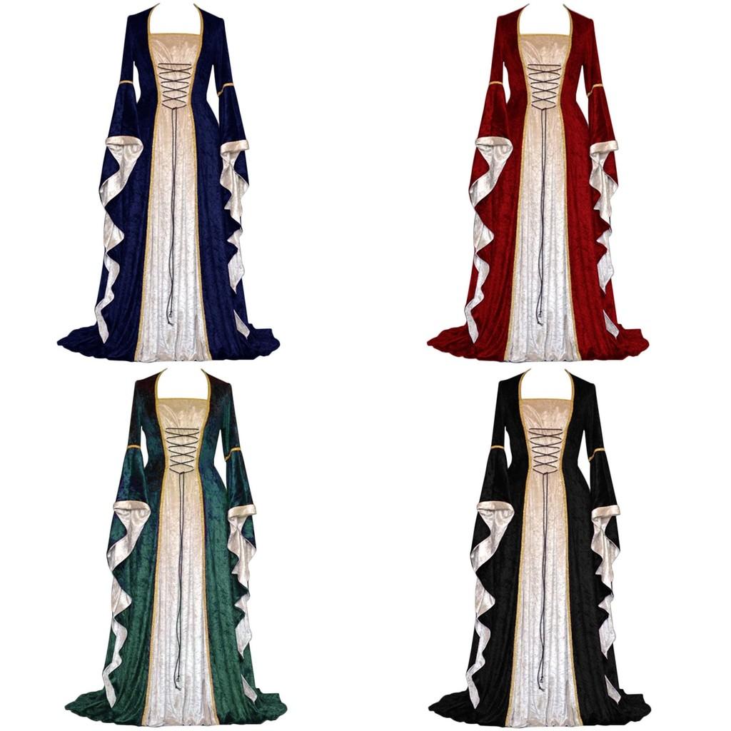 Charming 18th Century Floor Length Medieval Dress In Rich Colors For Renaissance Festivals