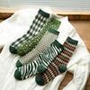 Long Socks Women'S Plaid Medium Tube Cotton Socks High Tube Tide Japanese Retro Stacking Socks Stockings