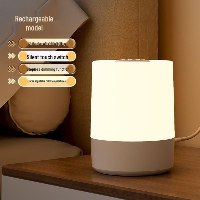 Rechargeable Touch Control Night Light - Eye Protection Bedside Lamp for Baby Feeding & Night Sleep