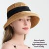 1pc Women's Linen Wide Brim Sunshade Bucket Cap,Breathable Outdoor BeachTravel Elegant Style Summer Season Fashion Accessory