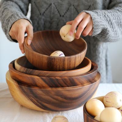 Holz schüssel Japanischen stil geschirr haushalt und becken obst platte salat ganze suppe WF