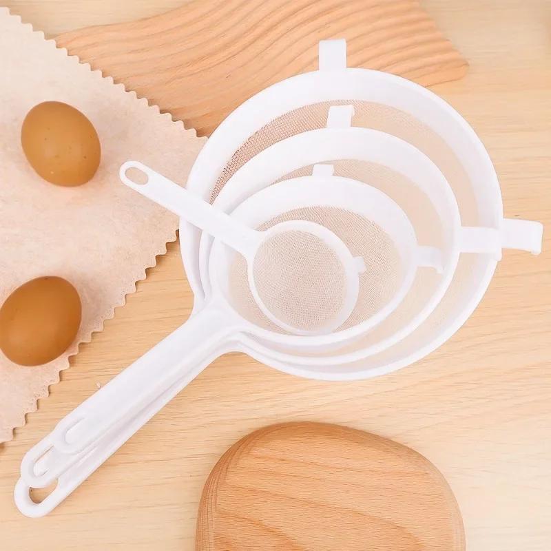 Kitchen Juice Filter Plastic Fine Mesh Filter Spoon Soy Milk Coffee Strainers Flour Sieve With Handle Kitchen Tools Accessories